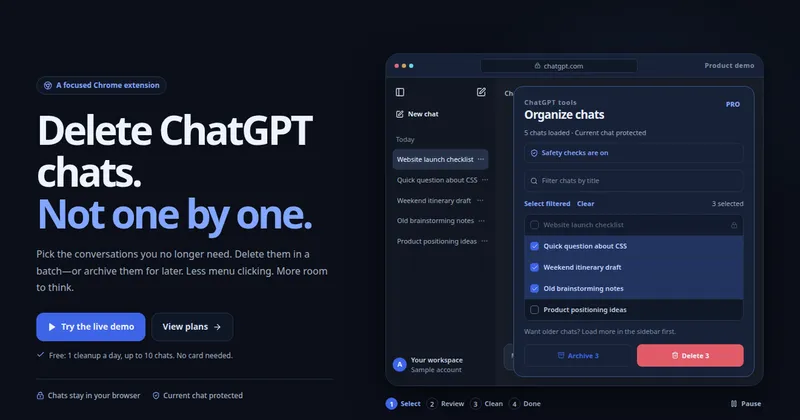 image of ChatSweep: ChatGPT Bulk Delete