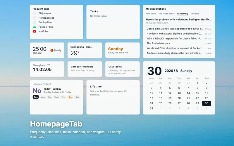 image of HomepageTab New Tab
