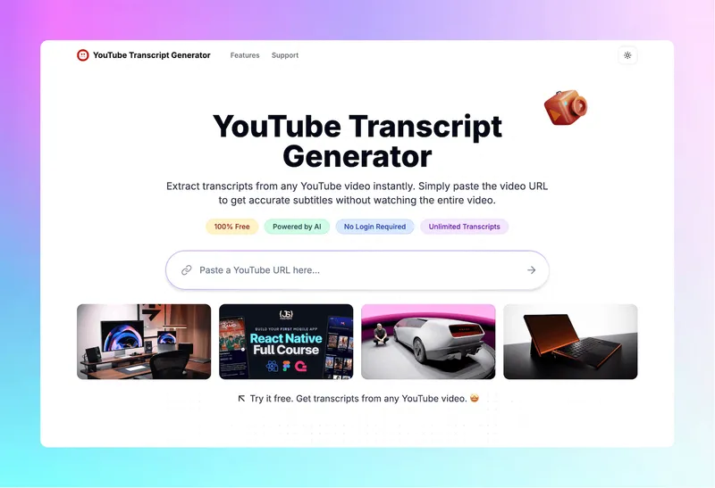 image of YouTube Transcript Generator image of YouTube Transcript Generator