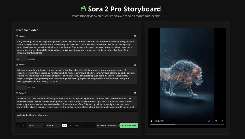 image of Sora 2 Pro Storyboard image of Sora 2 Pro Storyboard